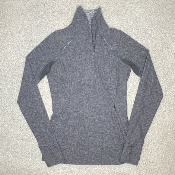 lululemon athletica Tops - Lululemon Gray 1/4 Zip Athletic Sweatshirt: Size 6